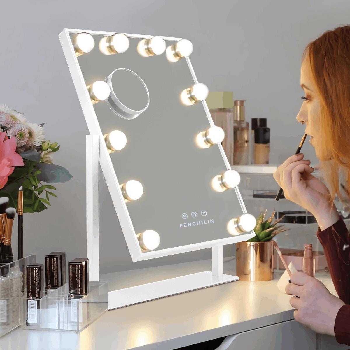 Organizador de maquillaje con espejo y luz led. – Sweethome